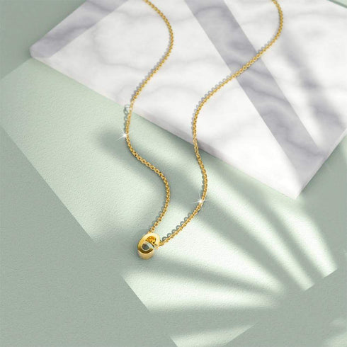 Initials Brick Alphabet Letter Necklace Gold Layered Steel Jewellery